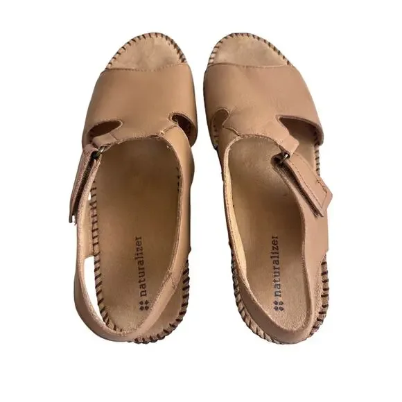 Naturalizer Scout Tan Leather Slingback Sandals 8.5N Narrow Comfort Shoes - Picture 2 of 6